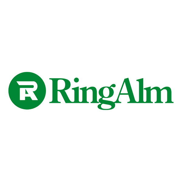 the ringalm logo on a black background.